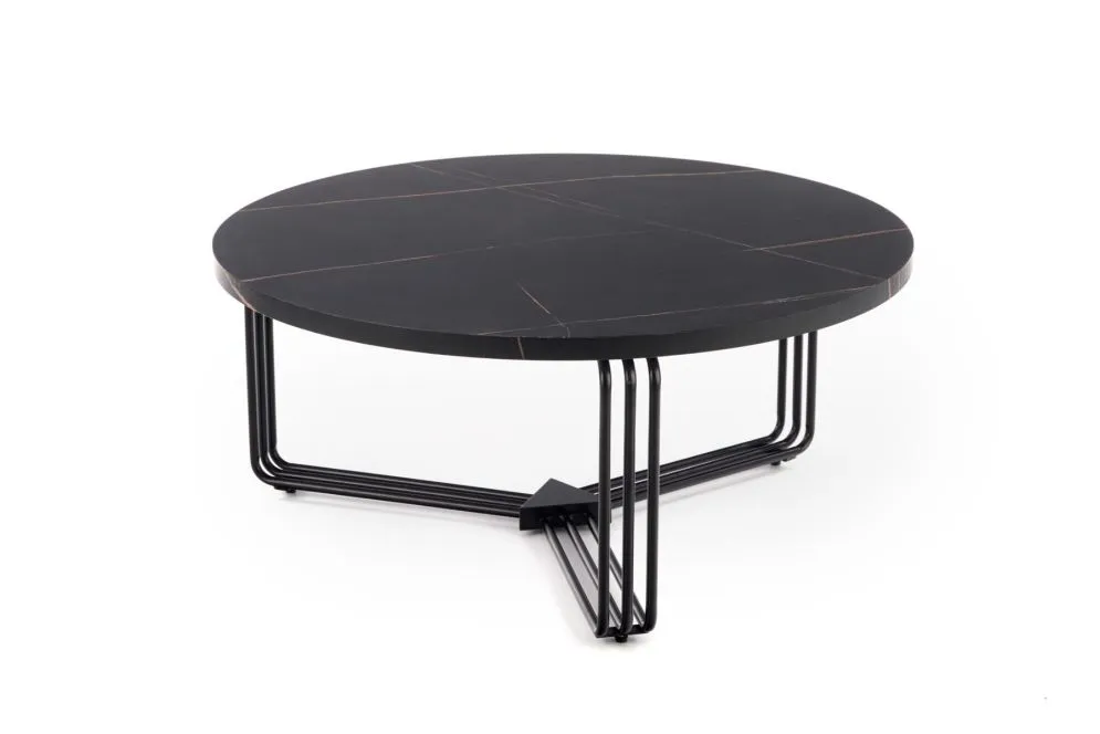 Stolik kawowy ANTICA 80x80 czarny marmur/czarny okrągły do salonu | MIRAT. styl GLAMOUR, LOFT