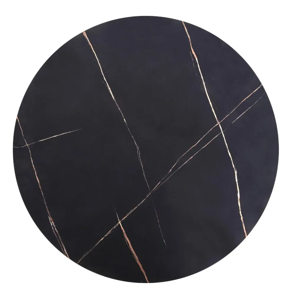 Stolik kawowy ANTICA 80x80 czarny marmur/czarny okrągły do salonu | MIRAT. styl GLAMOUR, LOFT