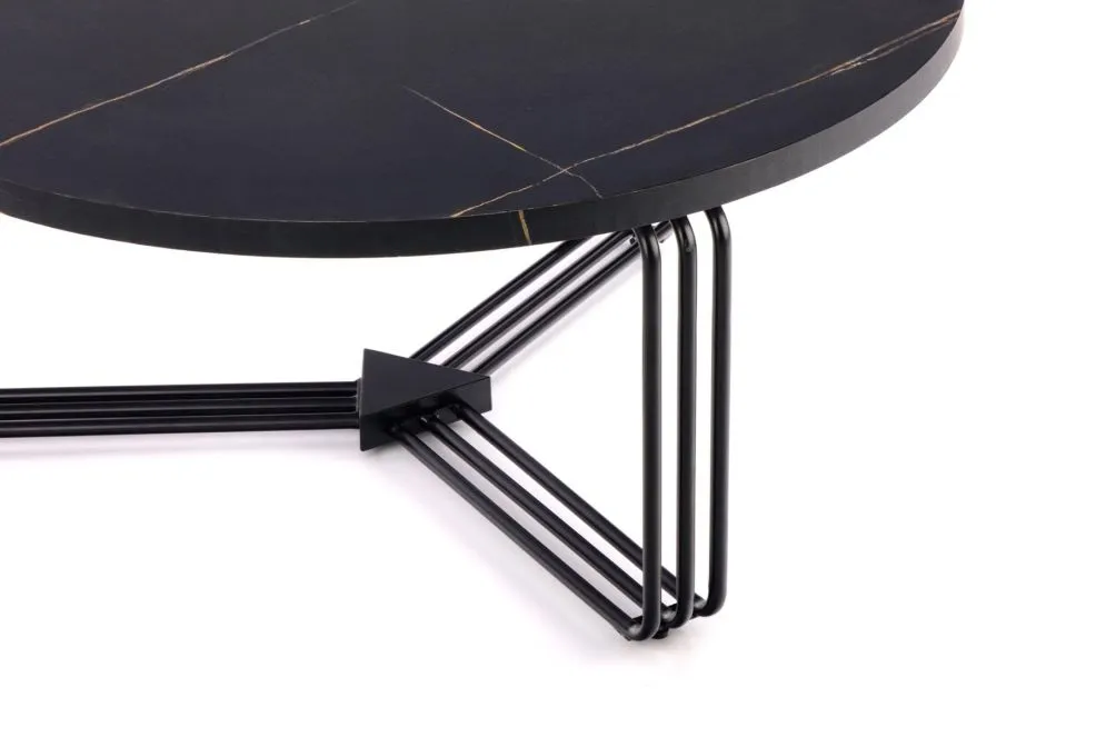 Stolik kawowy ANTICA 80x80 czarny marmur/czarny okrągły do salonu | MIRAT. styl GLAMOUR, LOFT