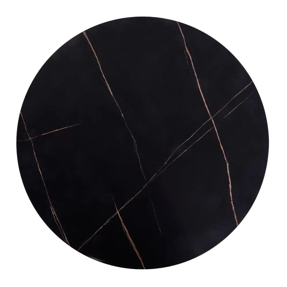 Stolik kawowy ANTICA 80x80 czarny marmur/czarny okrągły do salonu | MIRAT. styl GLAMOUR, LOFT