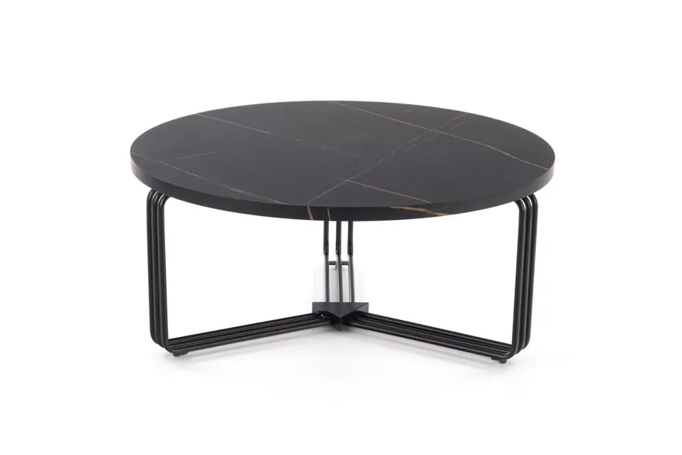 Stolik kawowy ANTICA 80x80 czarny marmur/czarny okrągły do salonu | MIRAT. styl GLAMOUR, LOFT