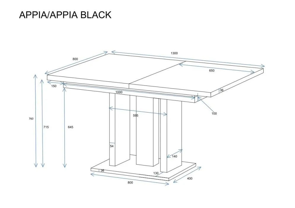Stół rozkładany APPIA BLACK dąb evoke I sklep meblowy MIRAT. styl LOFT