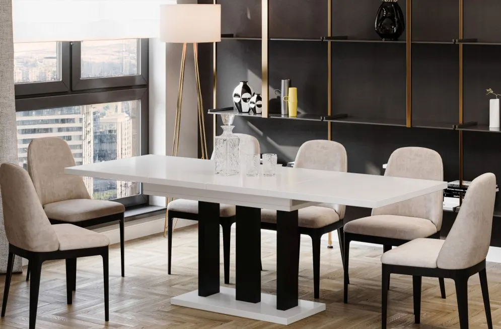 Stół rozkładany APPIA 130(210)x80 biały połysk do nowoczesnej jadalni I sklep meblowy MIRAT.