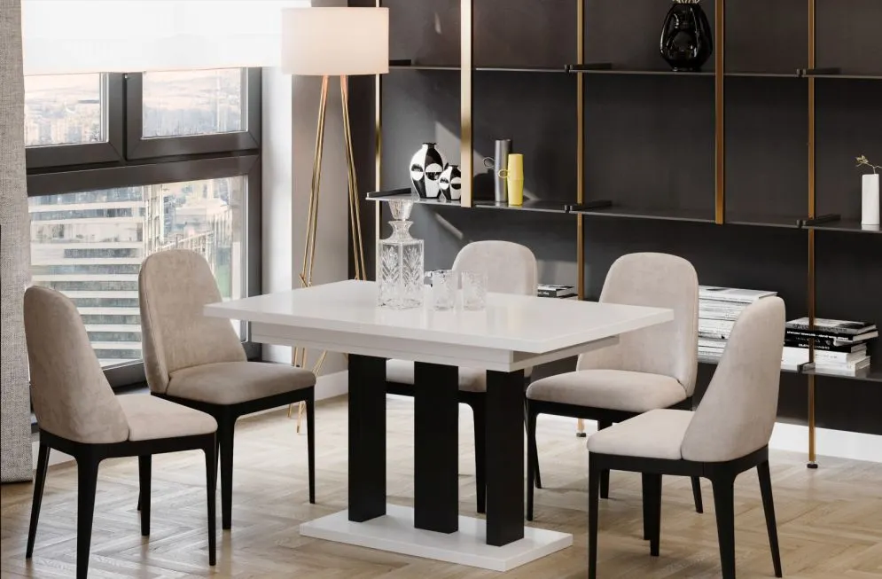 Stół rozkładany APPIA 130(210)x80 biały połysk do nowoczesnej jadalni I sklep meblowy MIRAT.