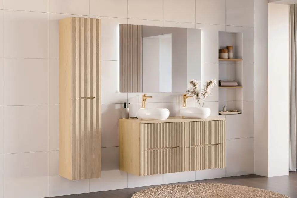 Szafka pod umywalkę NORDIC CREMONA 2S 60cm dąb cremona wisząca I sklep meblowy MIRAT. styl RYFLOWANY, SKANDYNAWSKI kolekcja CD-NORDIC