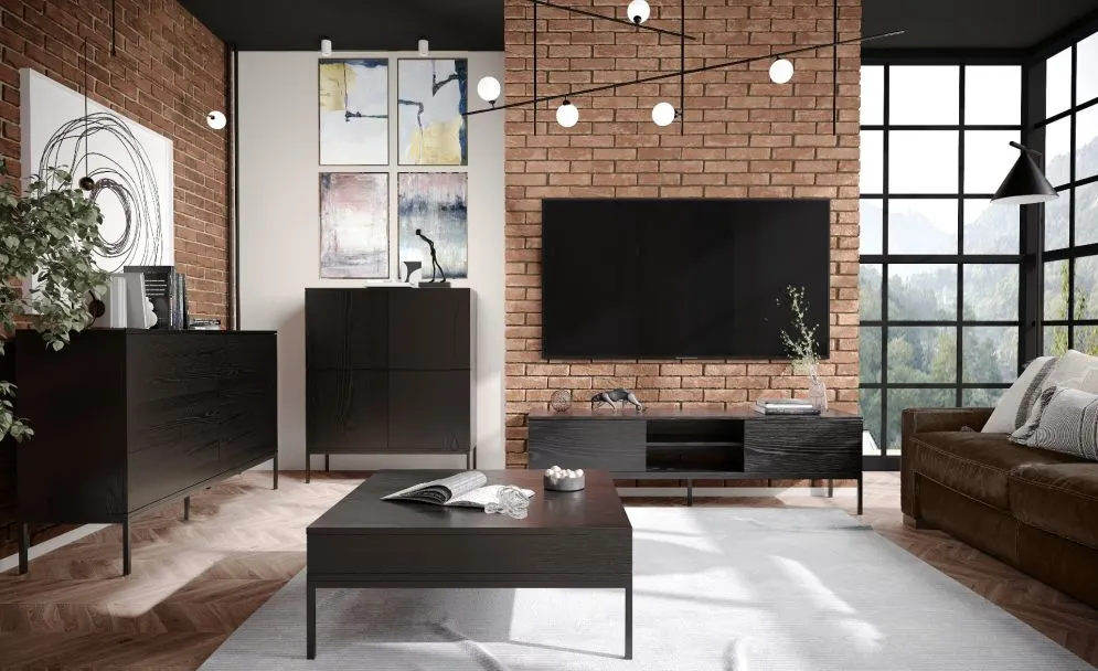 Stolik kawowy KRON 90x90 czarny dąb w stylu loftowym I sklep meblowy MIRAT. styl LOFT kolekcja KRON