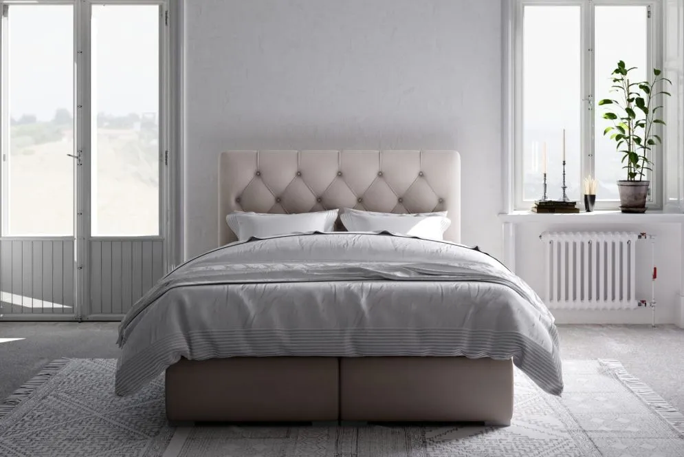 Łóżko kontynentalne INTENSO 160 bordowe velvet z pojemnikiem i materacem | MIRAT. styl GLAMOUR