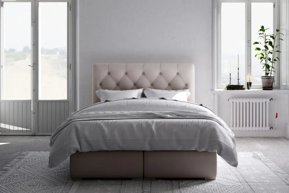 Łóżko kontynentalne INTENSO 140 jasno szare velvet do sypialni w stylu loft | MIRAT. w stylu GLAMOUR kolekcja