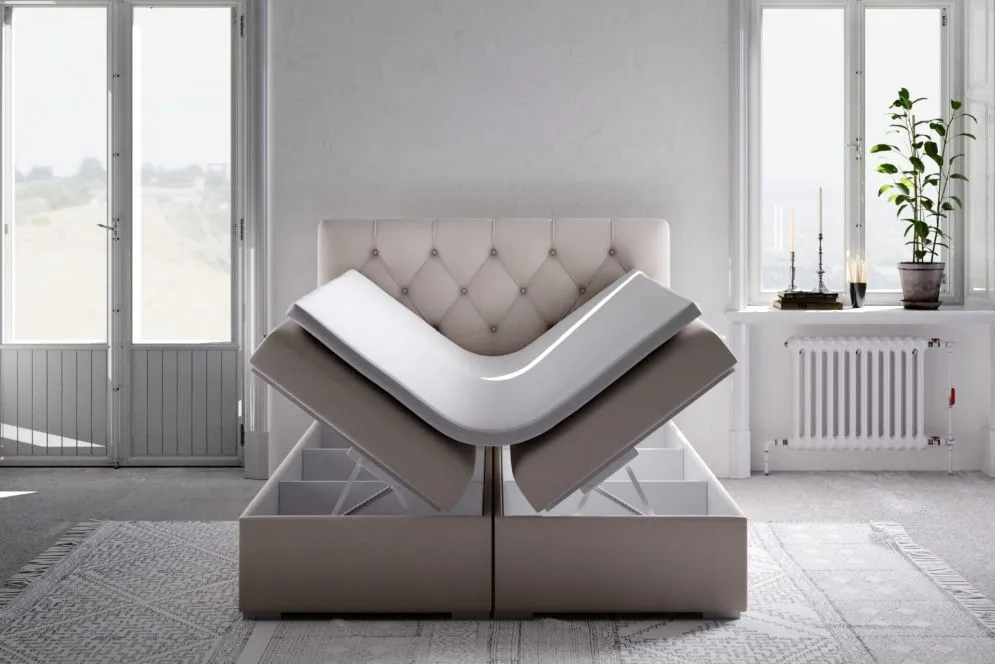 Łóżko kontynentalne INTENSO 160 szare velvet z do sypialni | MIRAT. styl GLAMOUR