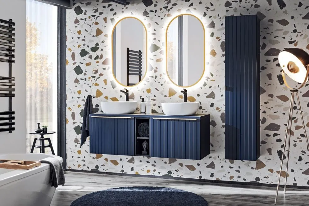 Szafka pod umywalkę nablatową SANTA FE DEEP BLUE 80 niebieska indigo COMAD | MIRAT. styl GLAMOUR, LOFT kolekcja SANTA FE DEEP BLUE