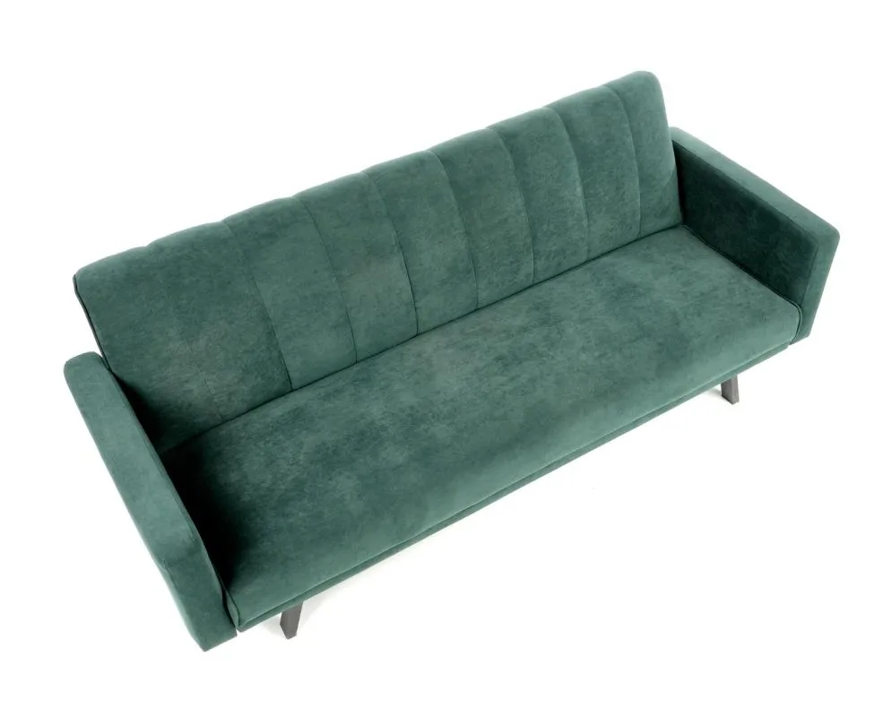 Sofa rozkładana ARMANDO VELVET ciemnozielona trzyosobowa do salonu | MIRAT.