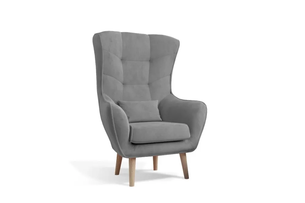 Fotel do salonu ARTI VELVET szary pikowany | MIRAT. w stylu GLAMOUR kolekcja