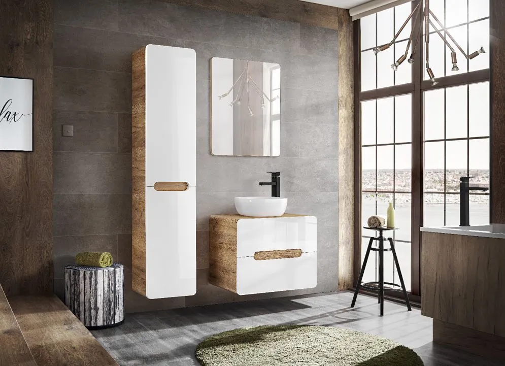 Szafka pod umywalkę nablatową ARUBA 60 cm biała/dąb | MIRAT. w stylu  kolekcja ARUBA