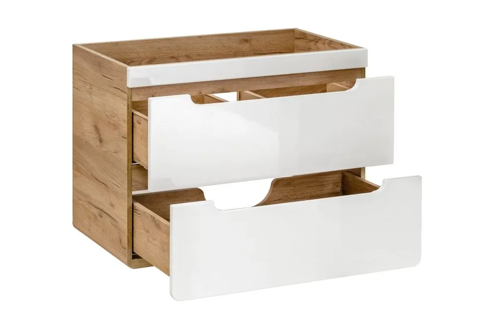Szafka pod umywalkę ARUBA 60 cm biała/dąb wisząca | MIRAT. w stylu kolekcja ARUBA