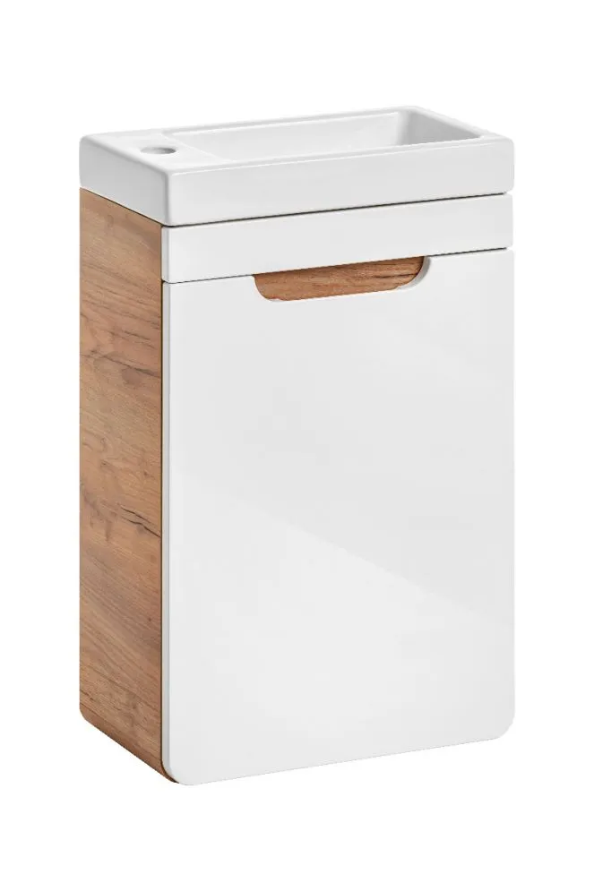 Szafka pod umywalkę ARUBA 40 cm biała/dąb mała | MIRAT. w stylu kolekcja ARUBA
