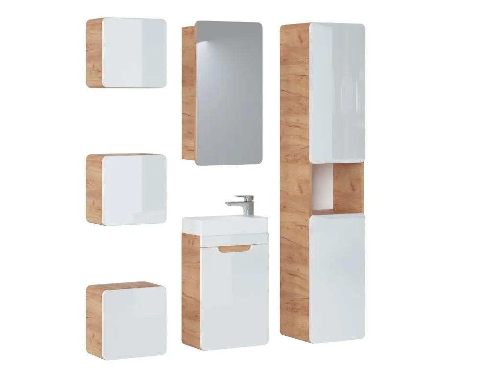 Szafka pod umywalkę ARUBA 40 cm biała/dąb mała | MIRAT. w stylu kolekcja ARUBA