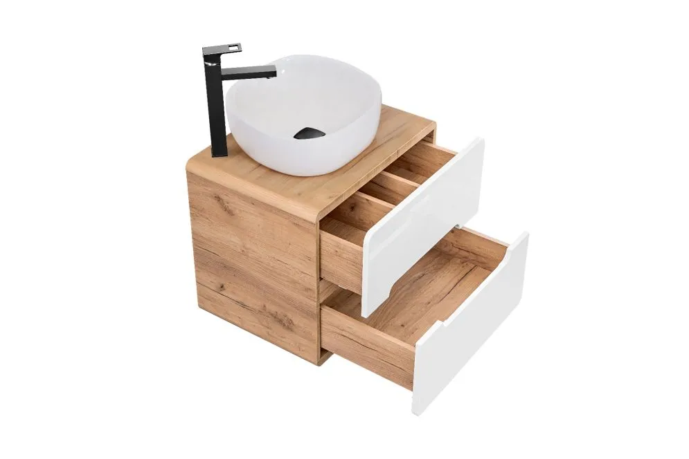 Szafka pod umywalkę nablatową ARUBA 60 cm biała/dąb | MIRAT. w stylu  kolekcja ARUBA