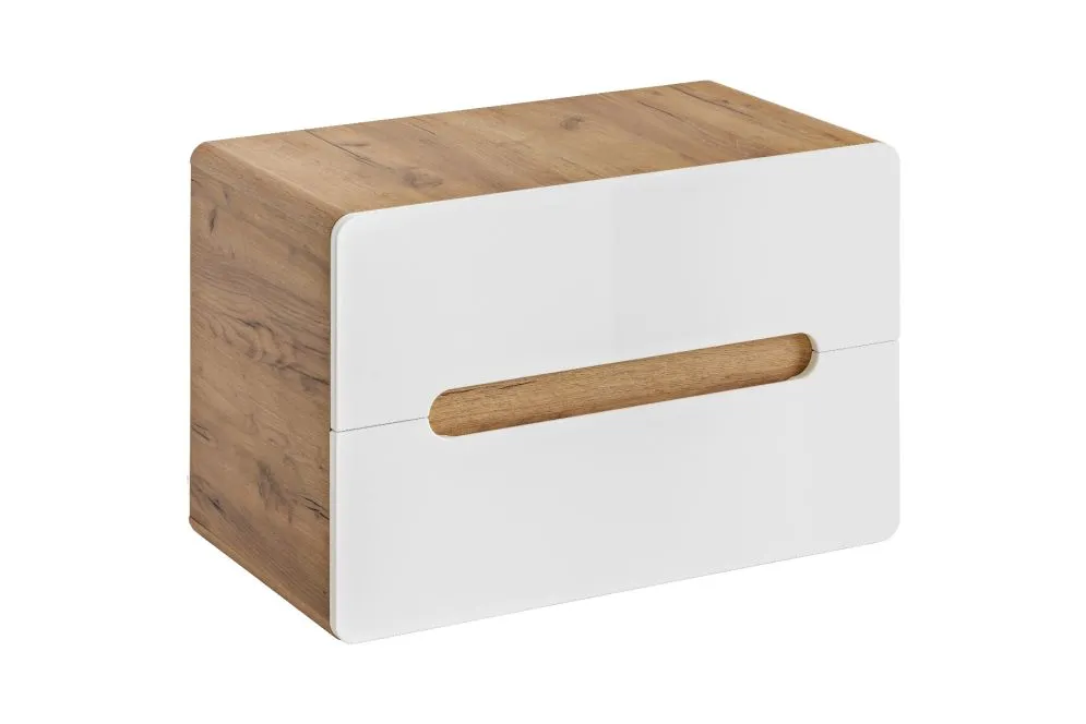 Szafka pod umywalkę nablatową ARUBA 80 cm biała połysk/dąb | MIRAT. w stylu kolekcja ARUBA