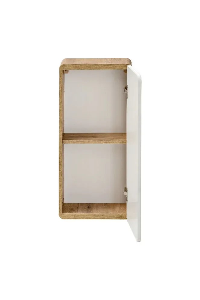 Szafka łazienkowa ARUBA 35 cm biała połysk/dąb wisząca | MIRAT. w stylu kolekcja ARUBA