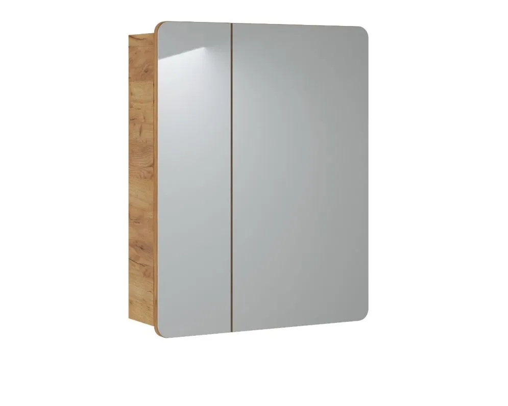 Szafka łazienkowa ARUBA 60 cm dąb z lustrem wisząca | MIRAT. w stylu kolekcja ARUBA