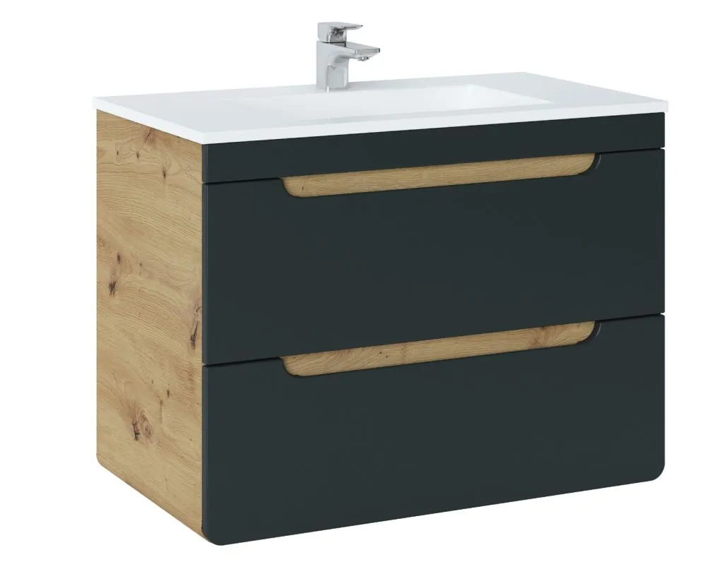 Szafka pod umywalkę ARUBA COSMOS 80 cm grafit/dąb wisząca szeroka | MIRAT. w stylu kolekcja ARUBA