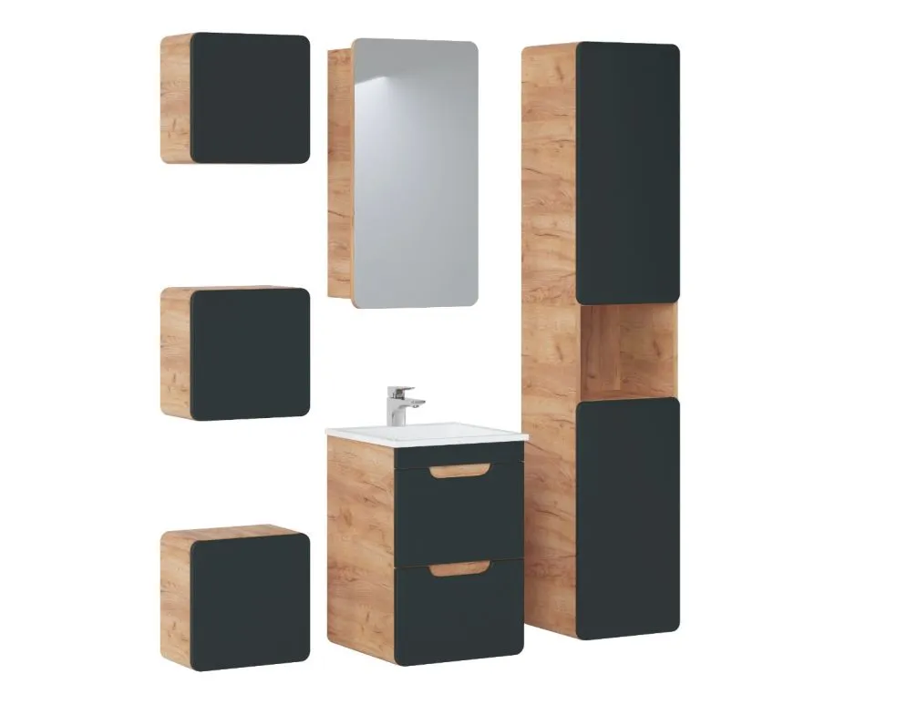 Szafka pod umywalkę ARUBA COSMOS 40 cm grafit/dąb z szufladami | MIRAT. w stylu kolekcja ARUBA