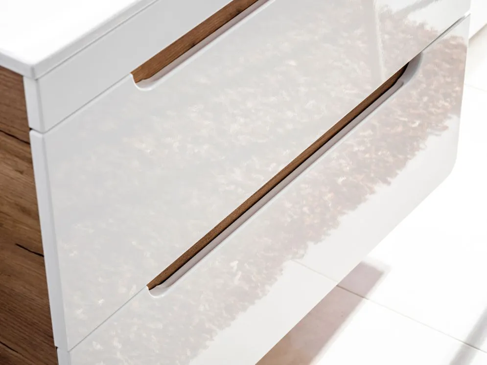 Szafka pod umywalkę ARUBA 60 cm biała/dąb wisząca | MIRAT. w stylu kolekcja ARUBA