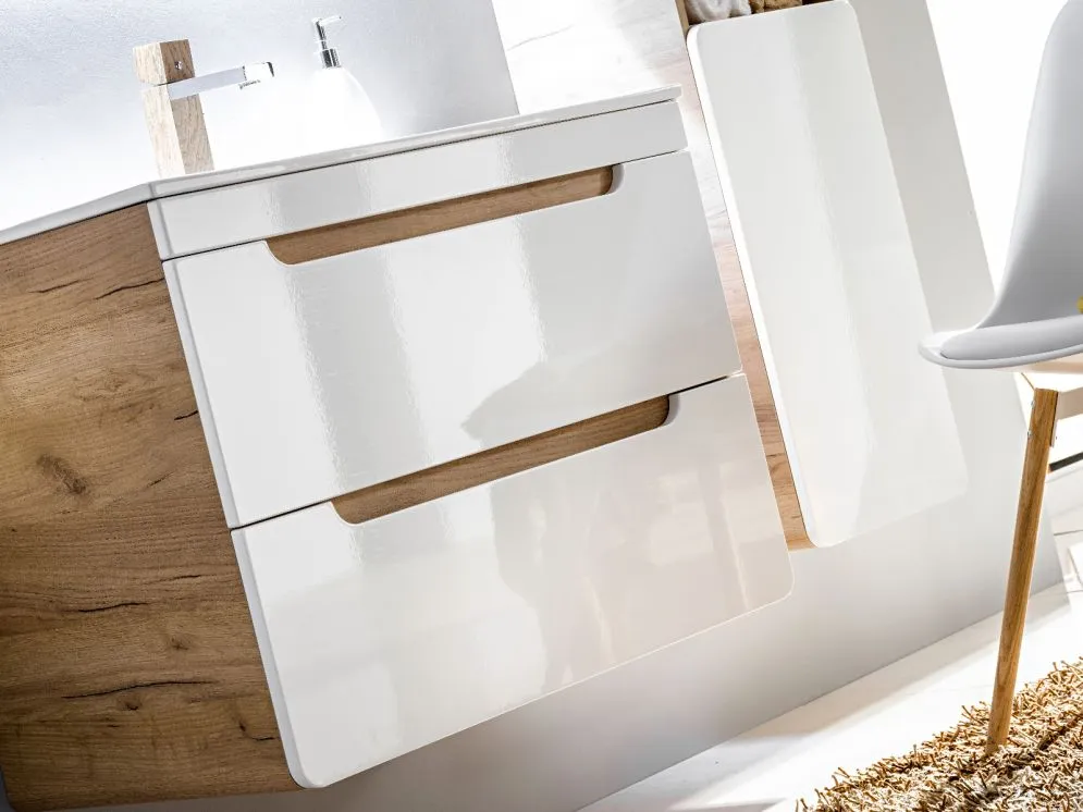 Szafka pod umywalkę ARUBA 60 cm biała/dąb wisząca | MIRAT. w stylu kolekcja ARUBA