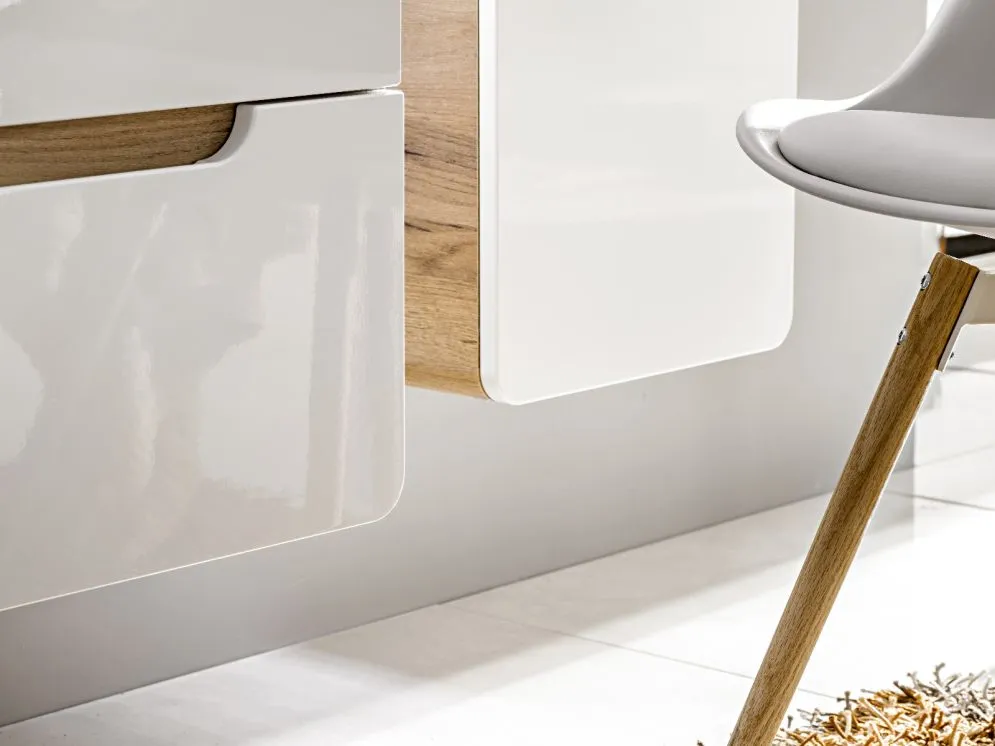 Szafka pod umywalkę ARUBA 60 cm biała/dąb wisząca | MIRAT. w stylu kolekcja ARUBA