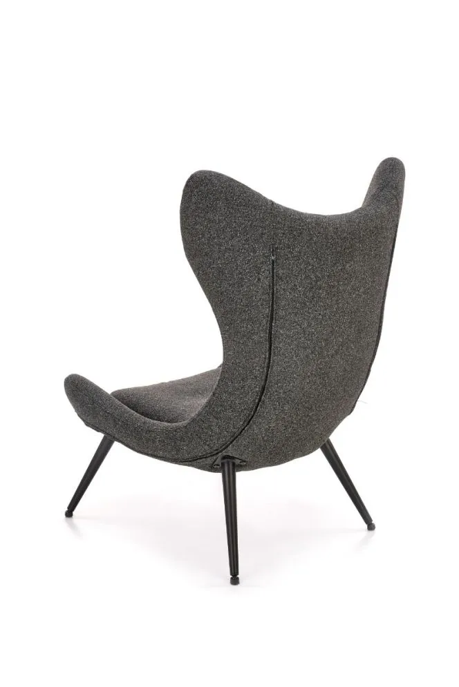 Fotel do salonu ATLANTIS antracytowy tapicerowany tkaniną na metalowych nogach | MIRAT. styl LOFT