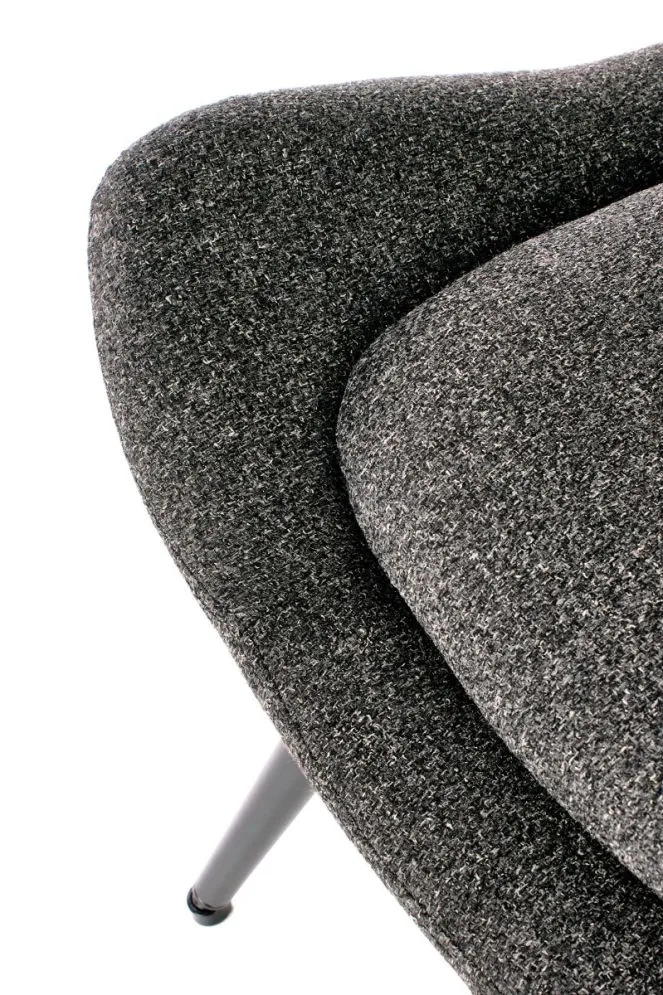 Fotel do salonu ATLANTIS antracytowy tapicerowany tkaniną na metalowych nogach | MIRAT. styl LOFT