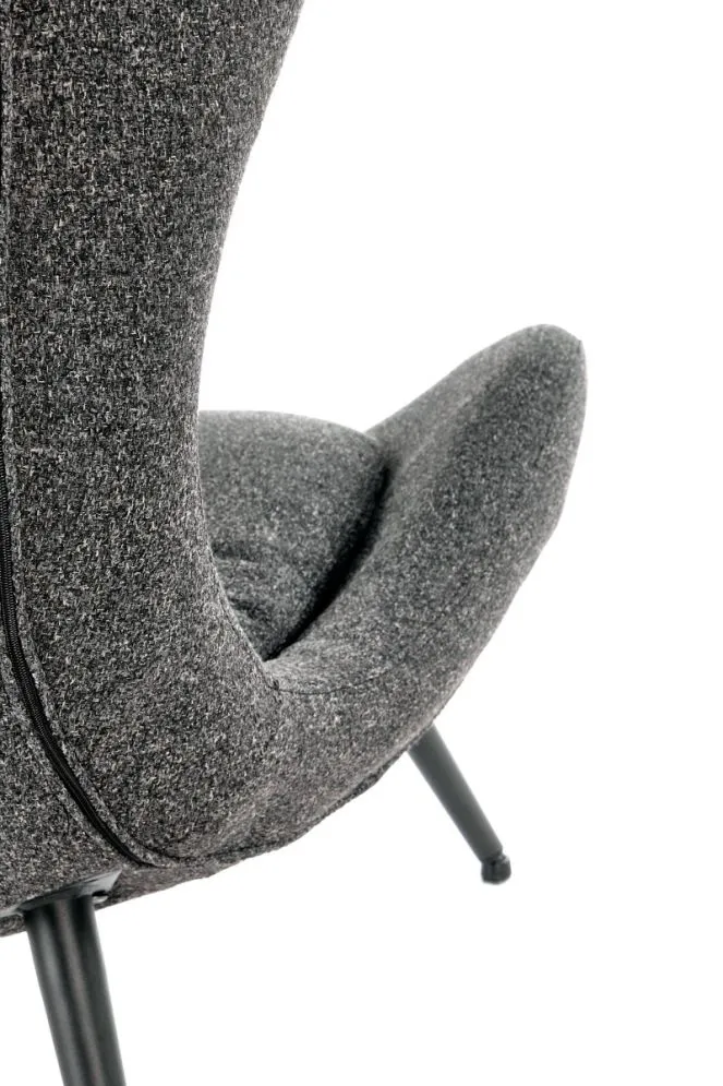 Fotel do salonu ATLANTIS antracytowy tapicerowany tkaniną na metalowych nogach | MIRAT. styl LOFT