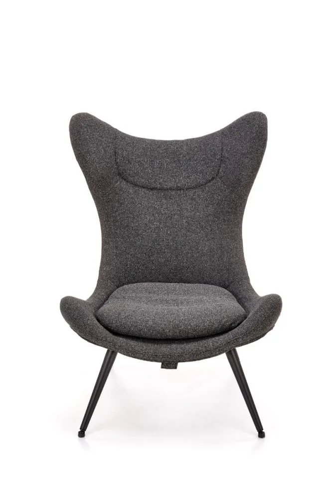 Fotel do salonu ATLANTIS antracytowy tapicerowany tkaniną na metalowych nogach | MIRAT. styl LOFT