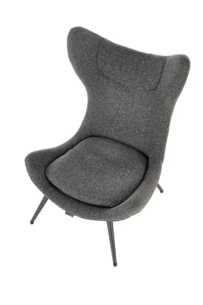 Fotel do salonu ATLANTIS antracytowy tapicerowany tkaniną na metalowych nogach | MIRAT. styl LOFT