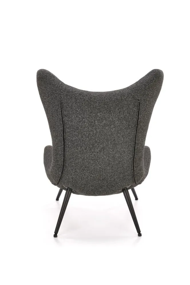 Fotel do salonu ATLANTIS antracytowy tapicerowany tkaniną na metalowych nogach | MIRAT. styl LOFT