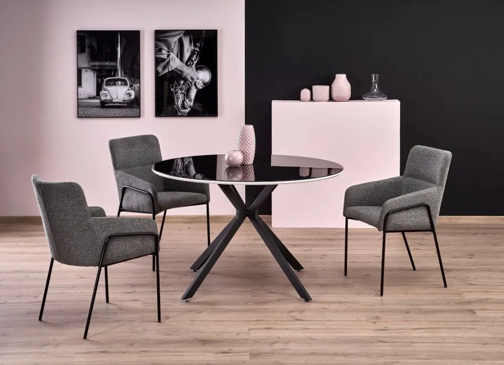 Czarny stół AVELAR 120x120 okrągły | MIRAT. w stylu kolekcja