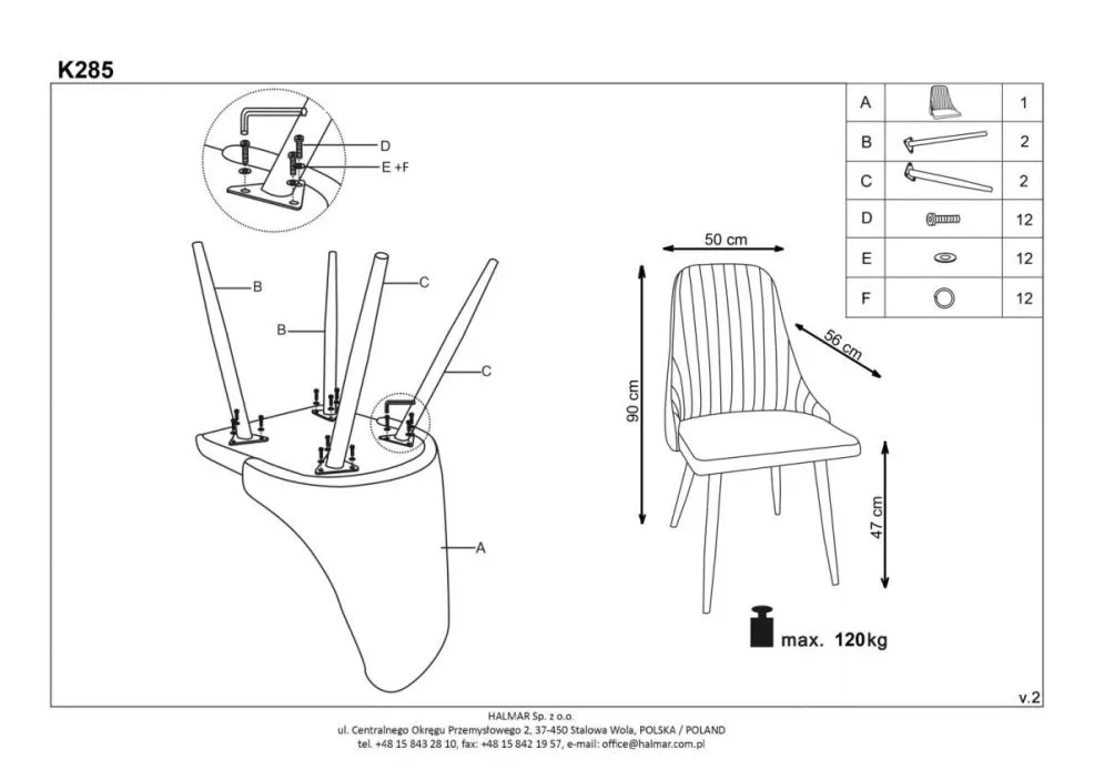 Instrukcja montażu krzesła K285