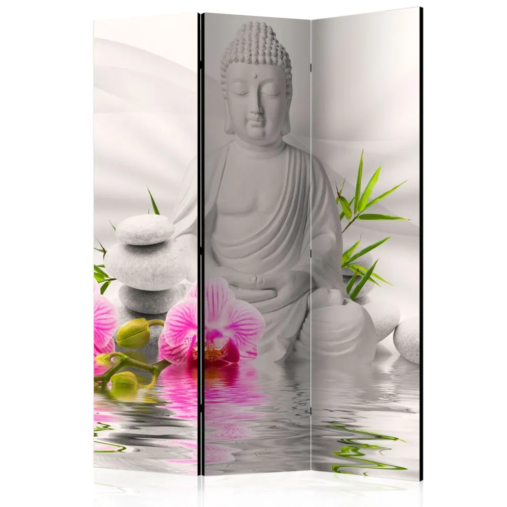 Parawan dwustronny Orient 135x172 cm 3-częściowy szary | MIRAT.