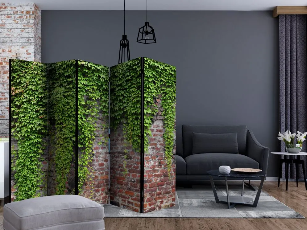 Parawan jednostronny Liście 225x172 cm 5-częściowy zielony | MIRAT.