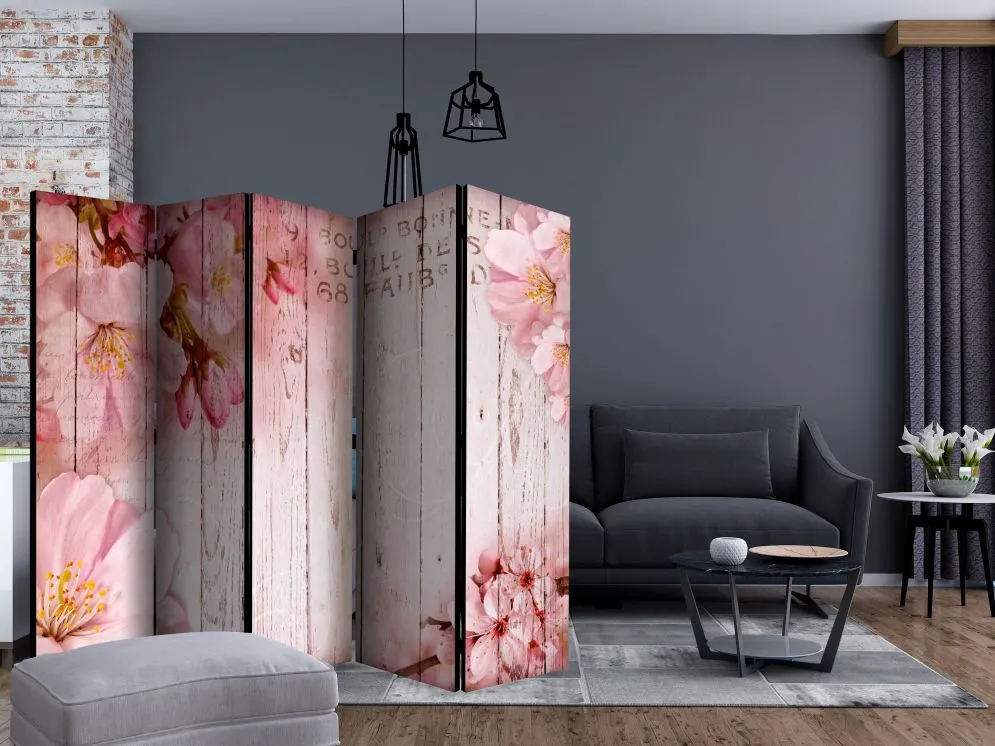Parawan akustyczny Kwiaty 225x172 cm 3-częściowy szary | MIRAT.