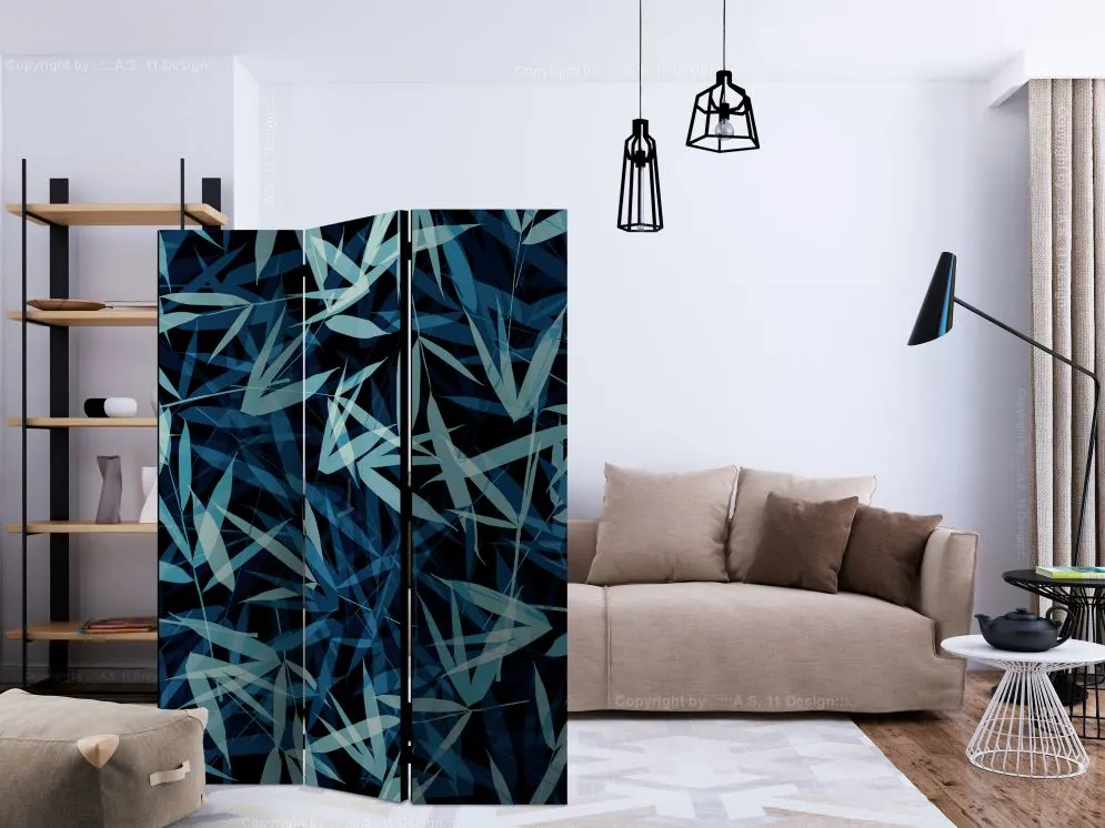 Parawan akustyczny Liście 135x172 cm 3-częściowy niebieski | MIRAT.
