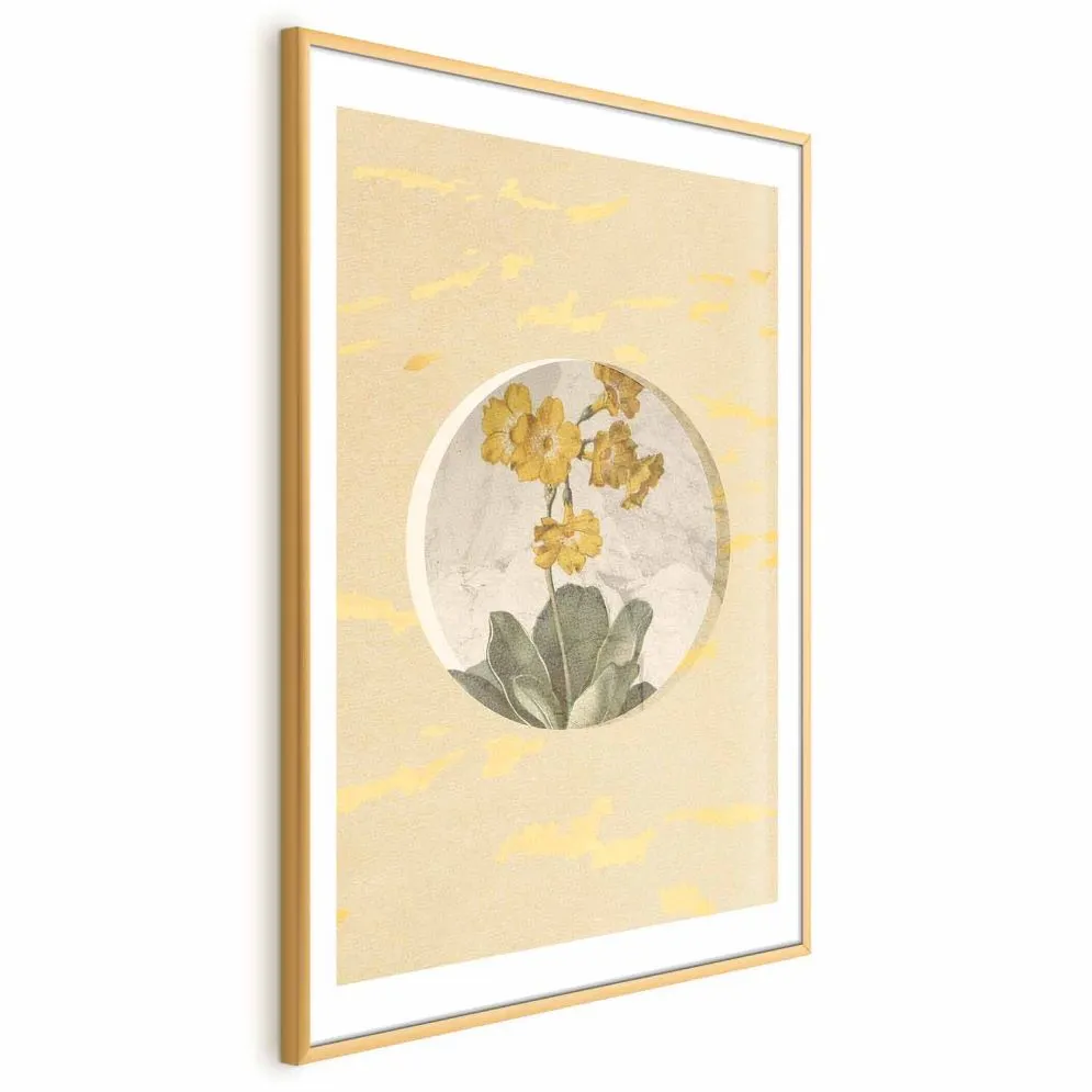 Plakat Kwiat w kole 21x30 cm z ramą złotą z marginesem | MIRAT.