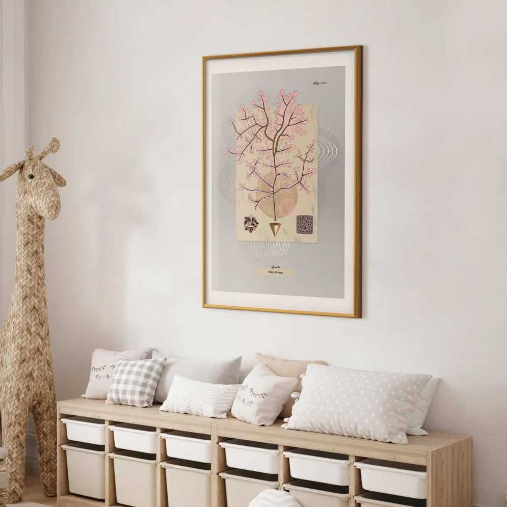 Plakat Tajemnicze drzewko 60x90 cm z ramą złotą z marginesem | MIRAT.
