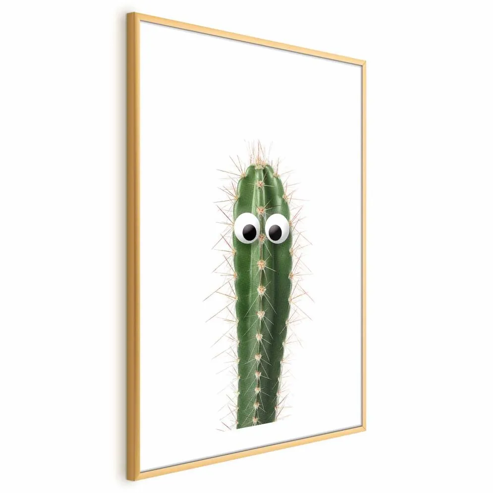 Plakat Żywy kaktus 29,7x42 cm z ramą złotą z marginesem | MIRAT.