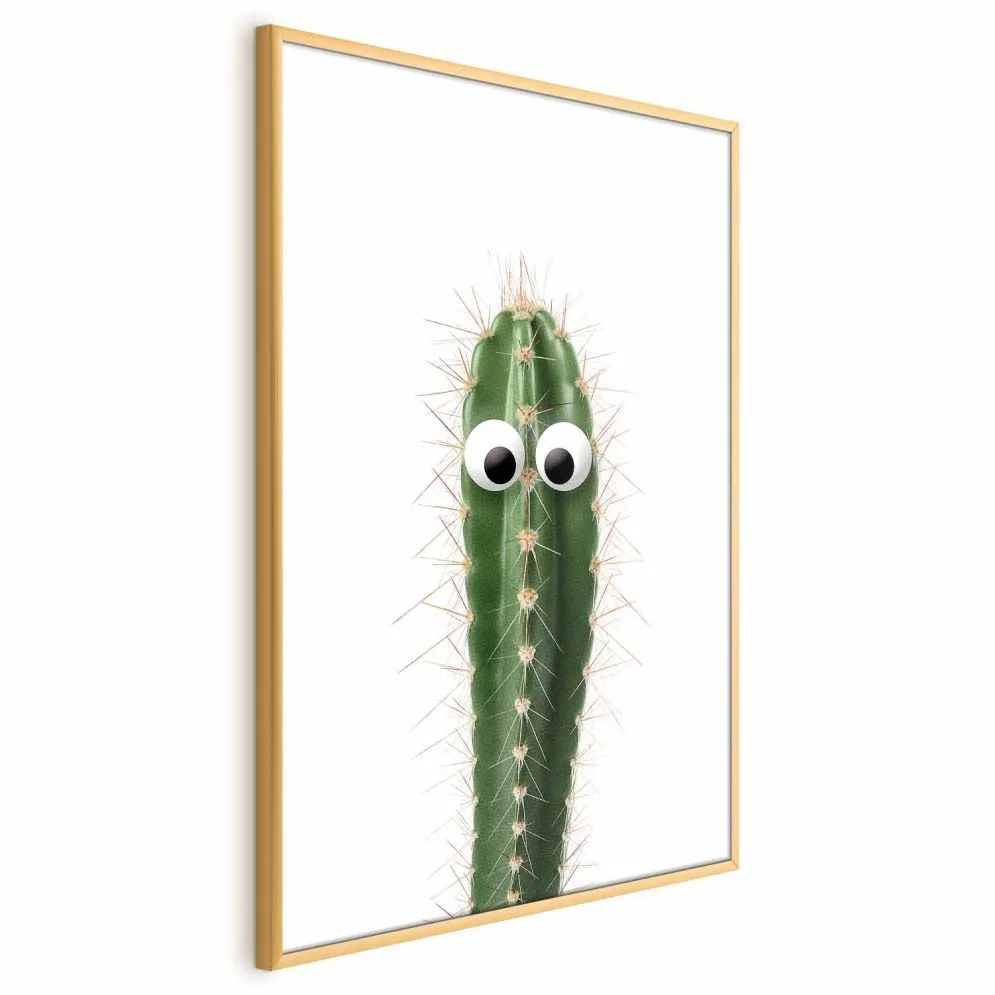 Plakat Żywy kaktus 21x30 cm z ramą złotą bez marginesu | MIRAT.