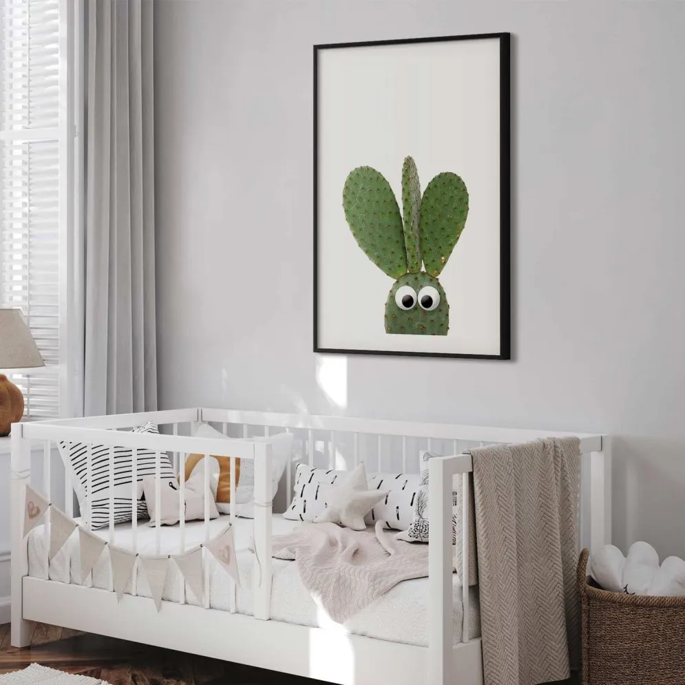 Plakat Uszaty kaktus 21x30 cm z ramą czarną z marginesem | MIRAT.