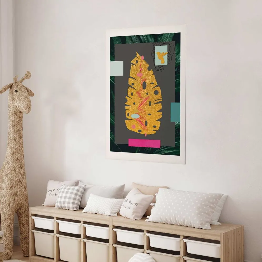 Plakat złotą liść 29,7x42 cm bez ramy z marginesem | MIRAT.