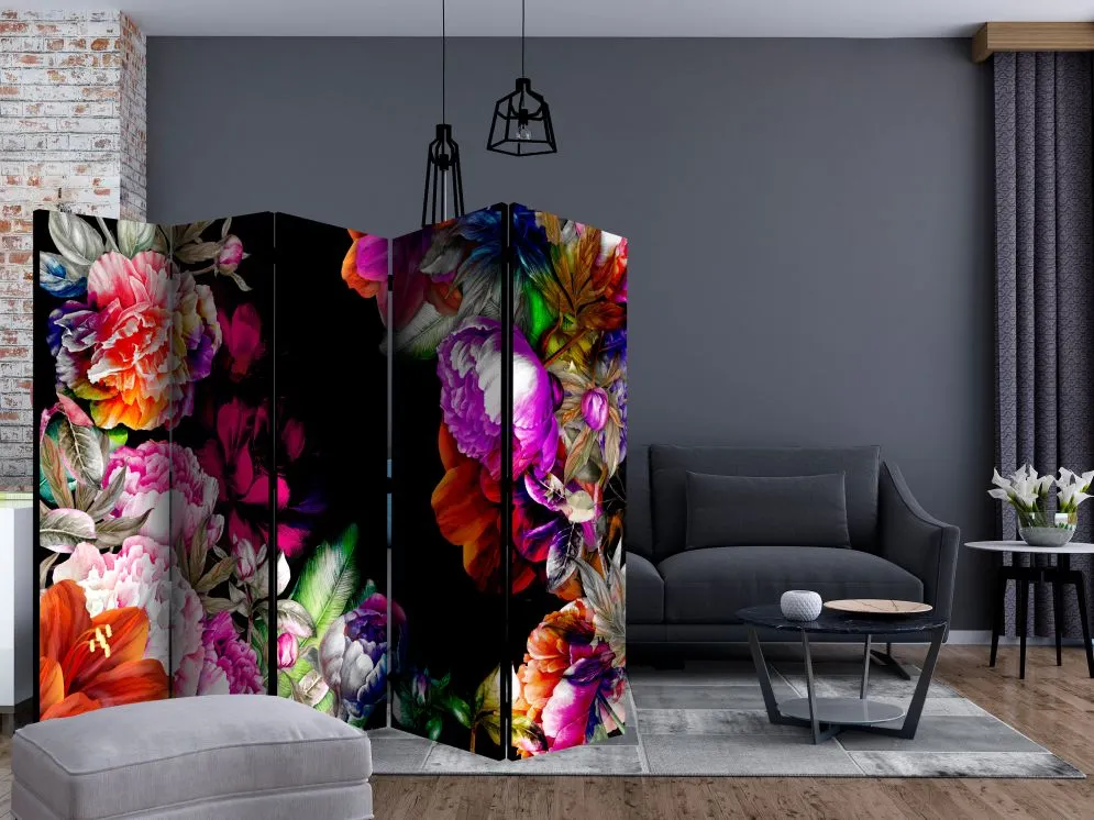 Parawan jednostronny Kwiaty 225x172 cm 5-częściowy wielokolorowy | MIRAT.