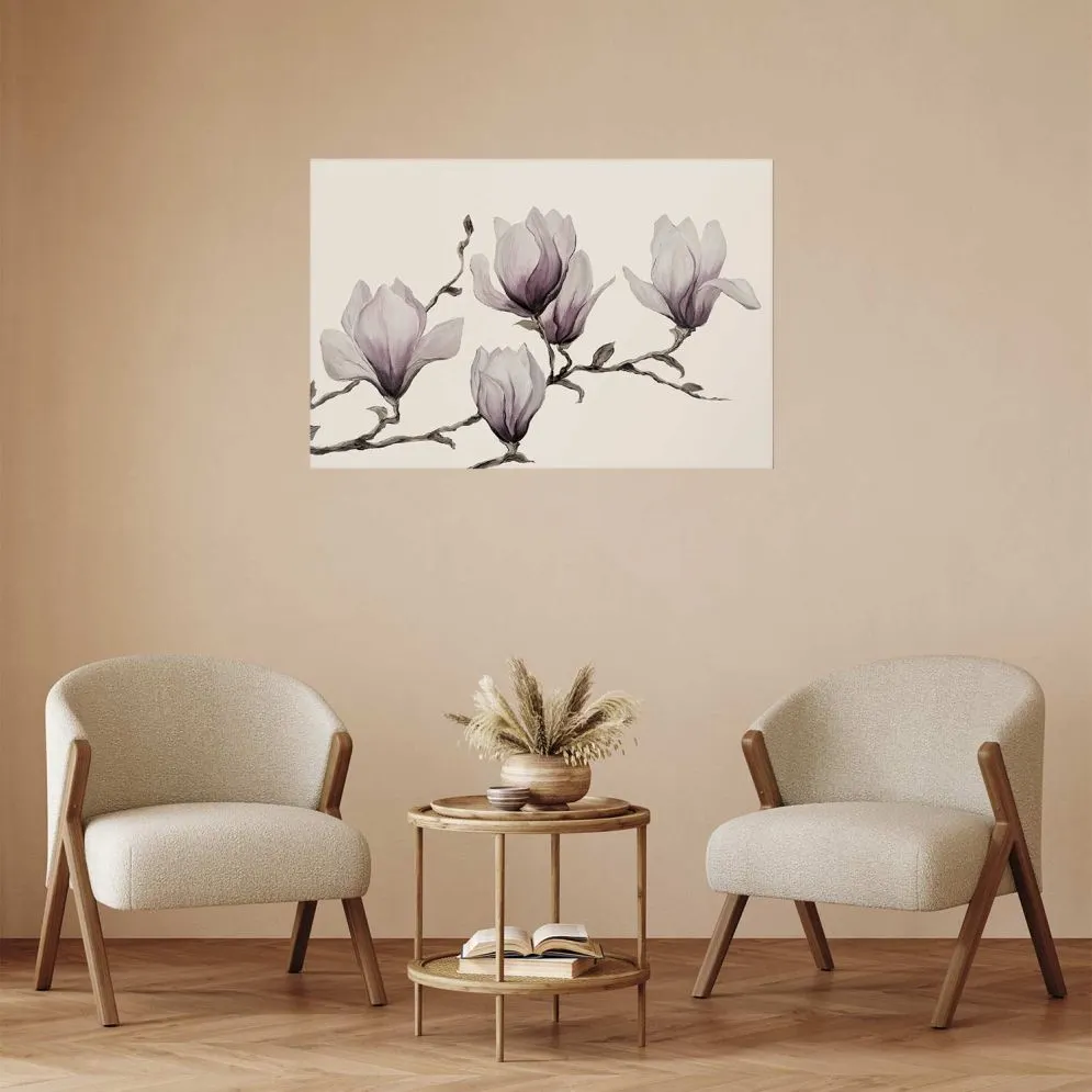 Plakat Malowane magnolie 60x40 cm bez ramy bez marginesu | MIRAT.