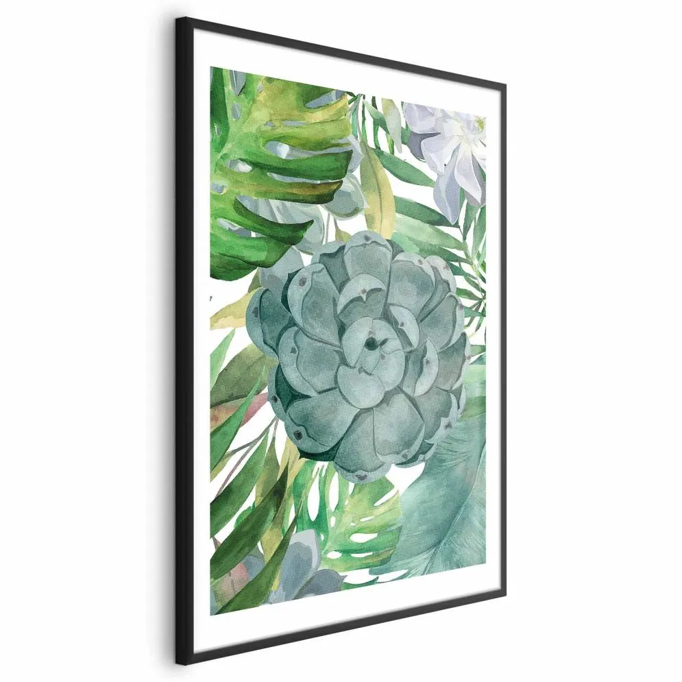 Plakat Tropikalna flora 21x30 cm z ramą czarną z marginesem | MIRAT.